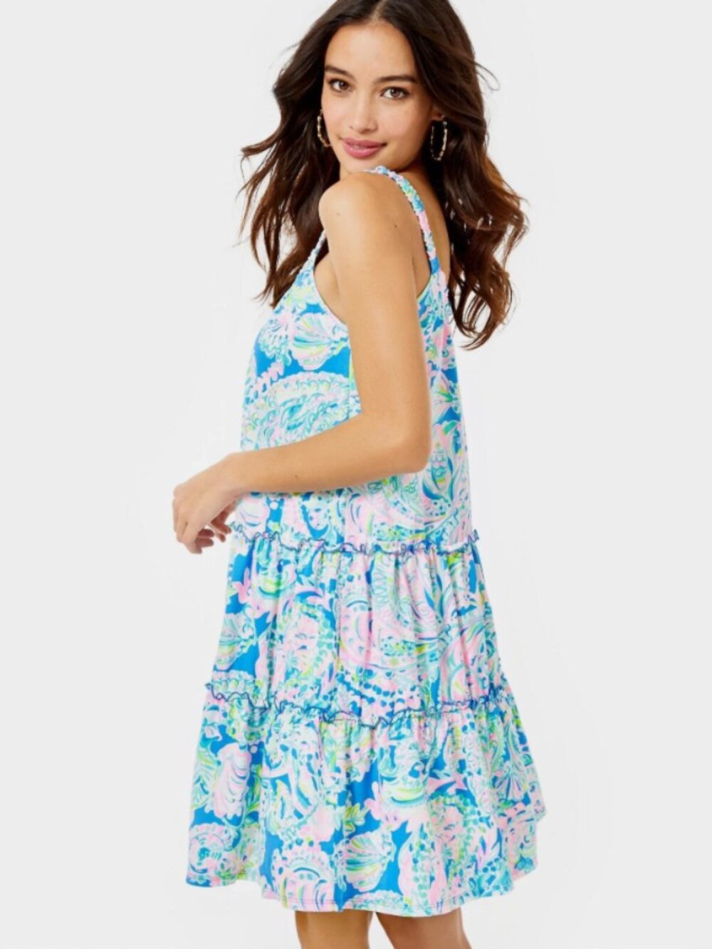 Lilly Pulitzer Tiered 'Loro Swing Dress' in Multi Dream Team Print Size XXL - Picture 3 of 10